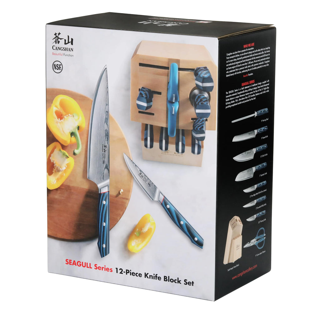 
                  
                    Load image into Gallery viewer, SEAGULL Series 12-Piece Knife Block Set, X-7 Steel, Maple Block, 503916
                  
                