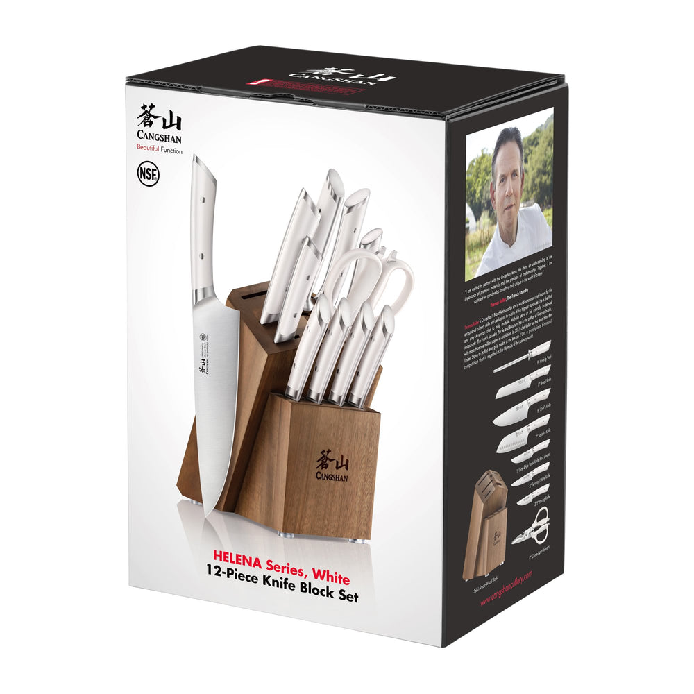 
                  
                    Load image into Gallery viewer, HELENA Series 12-Piece Knife Block Set, Forged German Steel, Acacia Block
                  
                