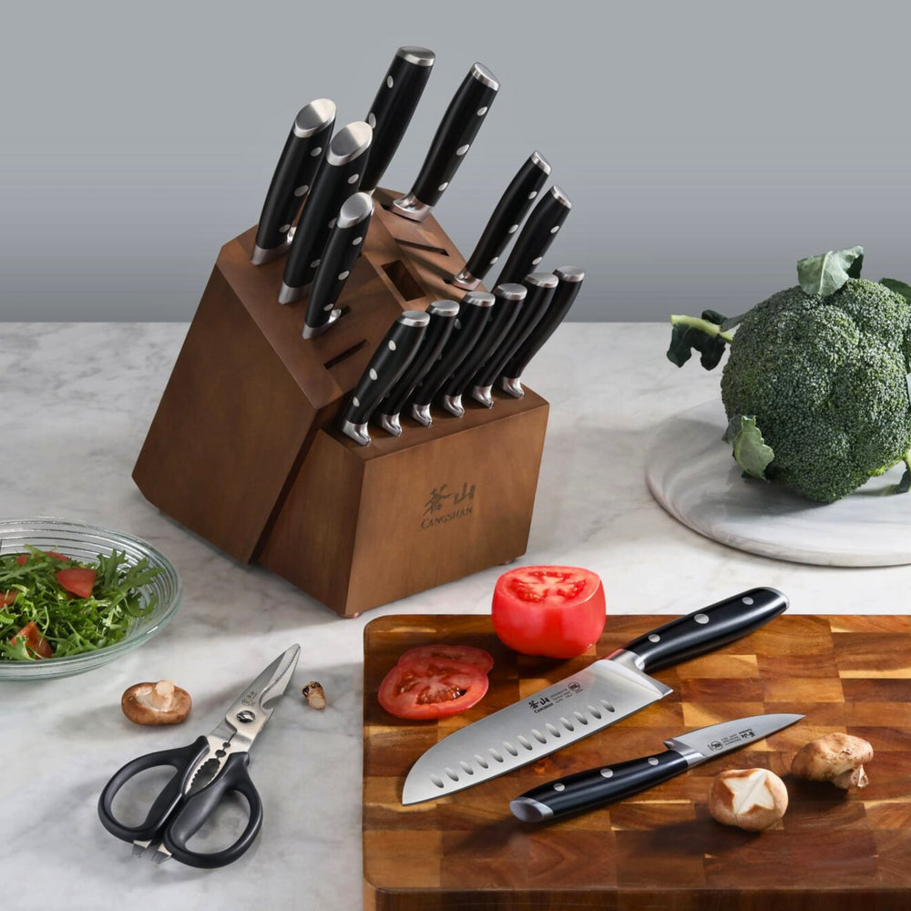 
                  
                    Load image into Gallery viewer, ALPS Series 17-Piece Knife Block Set, Forged German Steel, Acacia Block
                  
                