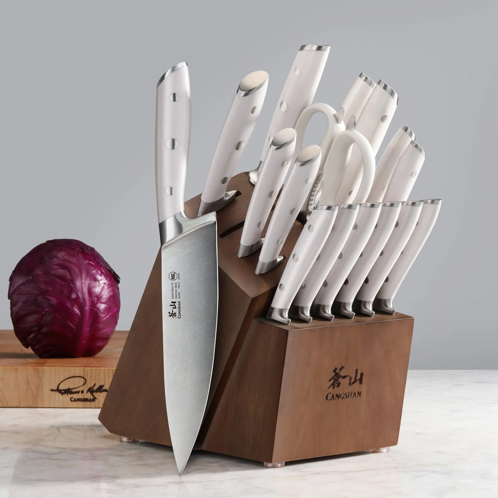 
                  
                    Load image into Gallery viewer, ALPS Series 17-Piece Knife Block Set, Forged German Steel, Acacia Block
                  
                