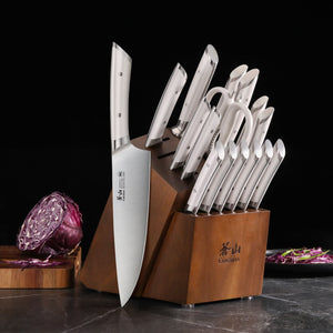 
                  
                    Load image into Gallery viewer, HELENA Series 17-Piece Knife Block Set, Forged German Steel, Acacia Block
                  
                