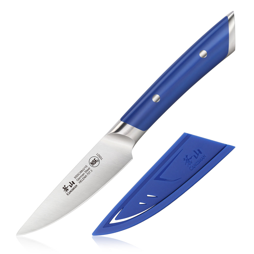 
                  
                    Load image into Gallery viewer, HELENA Series 3.5-Inch Paring Knife with Sheath, Forged German Steel (6 Color Options)
                  
                