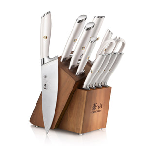 
                  
                    Load image into Gallery viewer, L &amp;amp; L1 Series 12-Piece Knife Block Set with 4 Steak Knives, Forged German Steel
                  
                