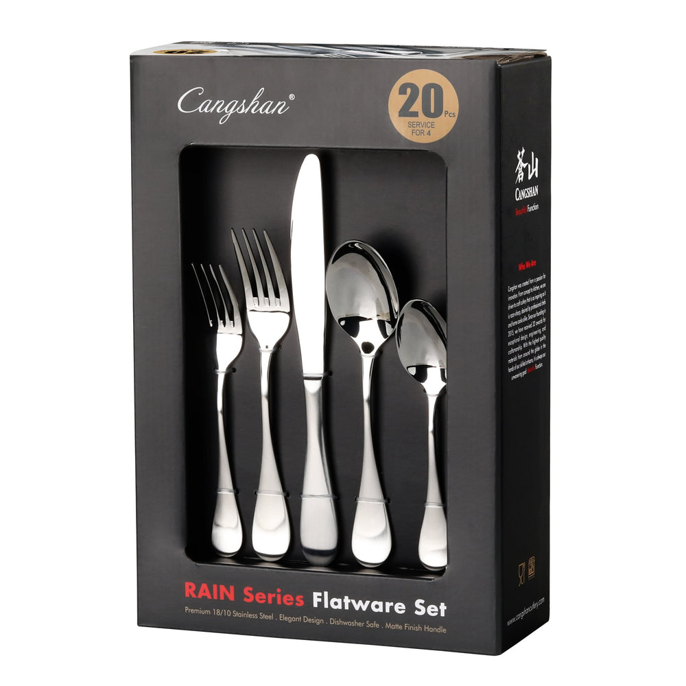 
                  
                    Load image into Gallery viewer, RAIN 20-Piece Flatware Set, Stainless Steel, Matte Finish Handle, 504982
                  
                