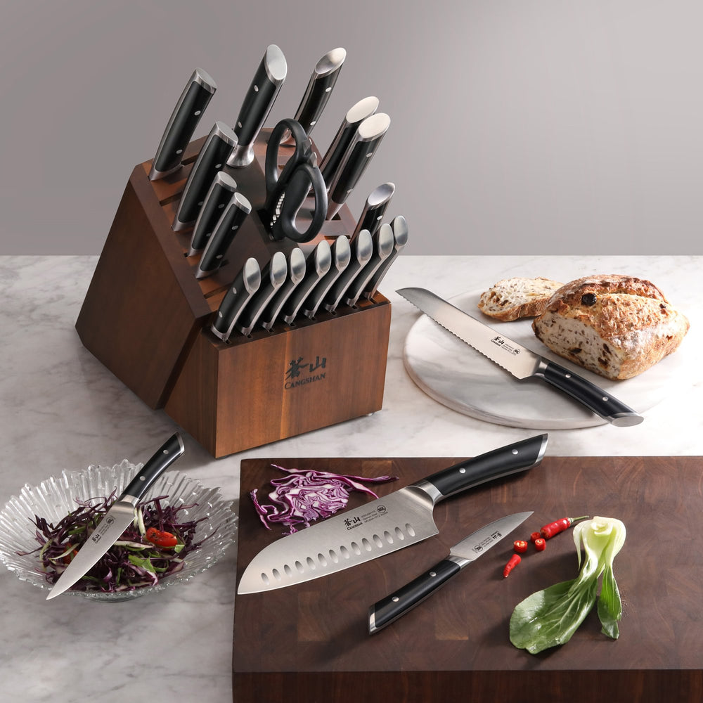 
                  
                    Load image into Gallery viewer, HELENA Series 23-Piece Knife Block Set, Forged German Steel, Acacia Block
                  
                