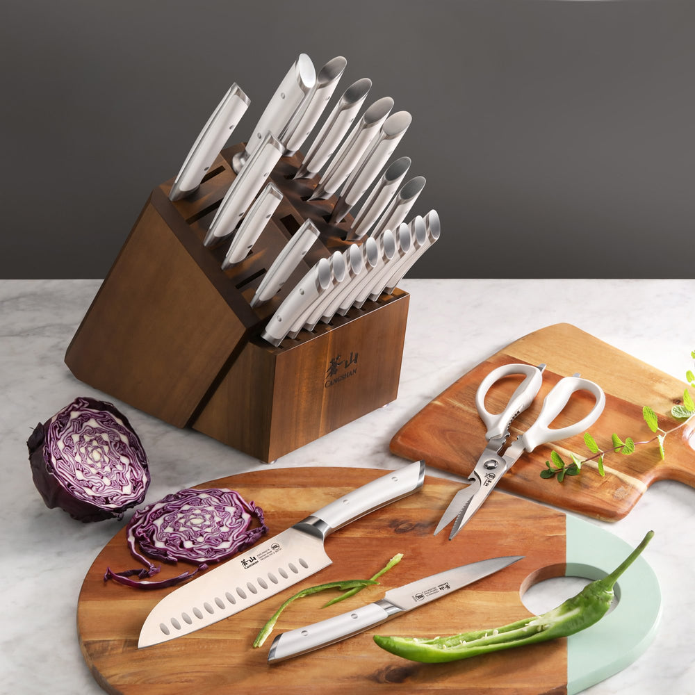 
                  
                    Load image into Gallery viewer, HELENA Series 23-Piece Knife Block Set, Forged German Steel, Acacia Block
                  
                