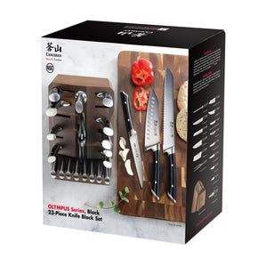 
                  
                    Load image into Gallery viewer, OLYMPUS Series 23-Piece Knife Block Set, German Steel, Acacia, 504203
                  
                