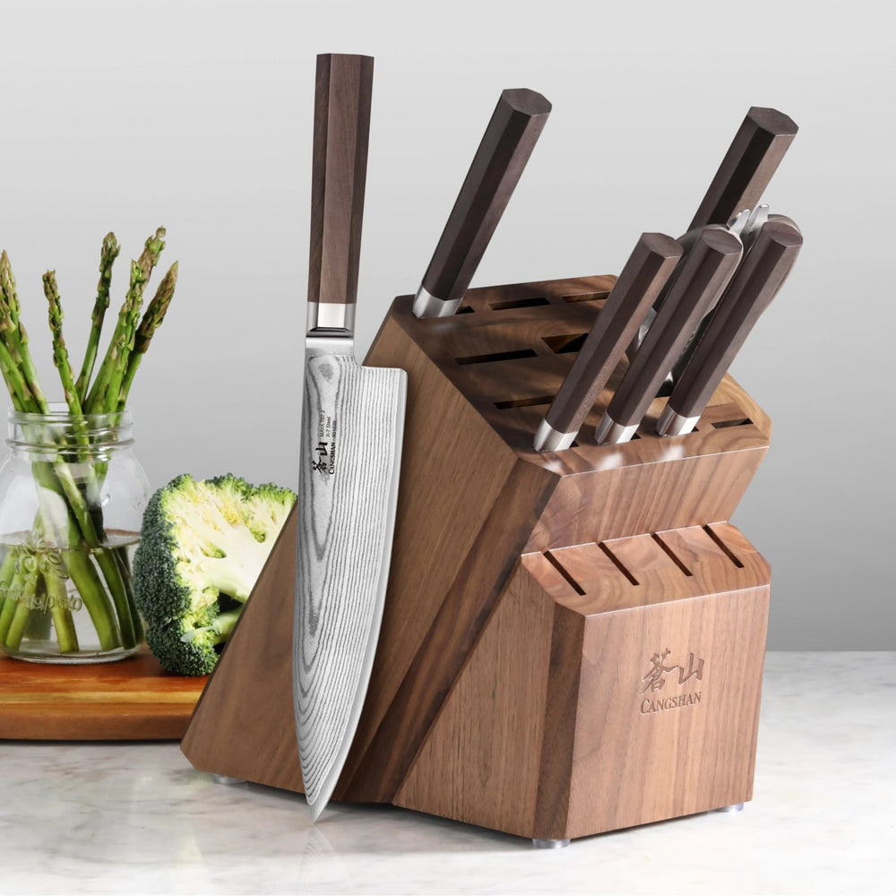 
                  
                    Load image into Gallery viewer, Empty Knife Block, 16-Slot Organizer, Flat Top, Acacia, 505552
                  
                