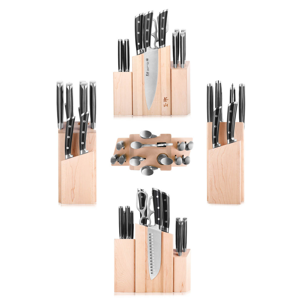 
                  
                    Load image into Gallery viewer, TS Series Magnetic Knife Block Set, Forged Swedish 14C28N Steel, DENALI Maple Block, 1021431
                  
                