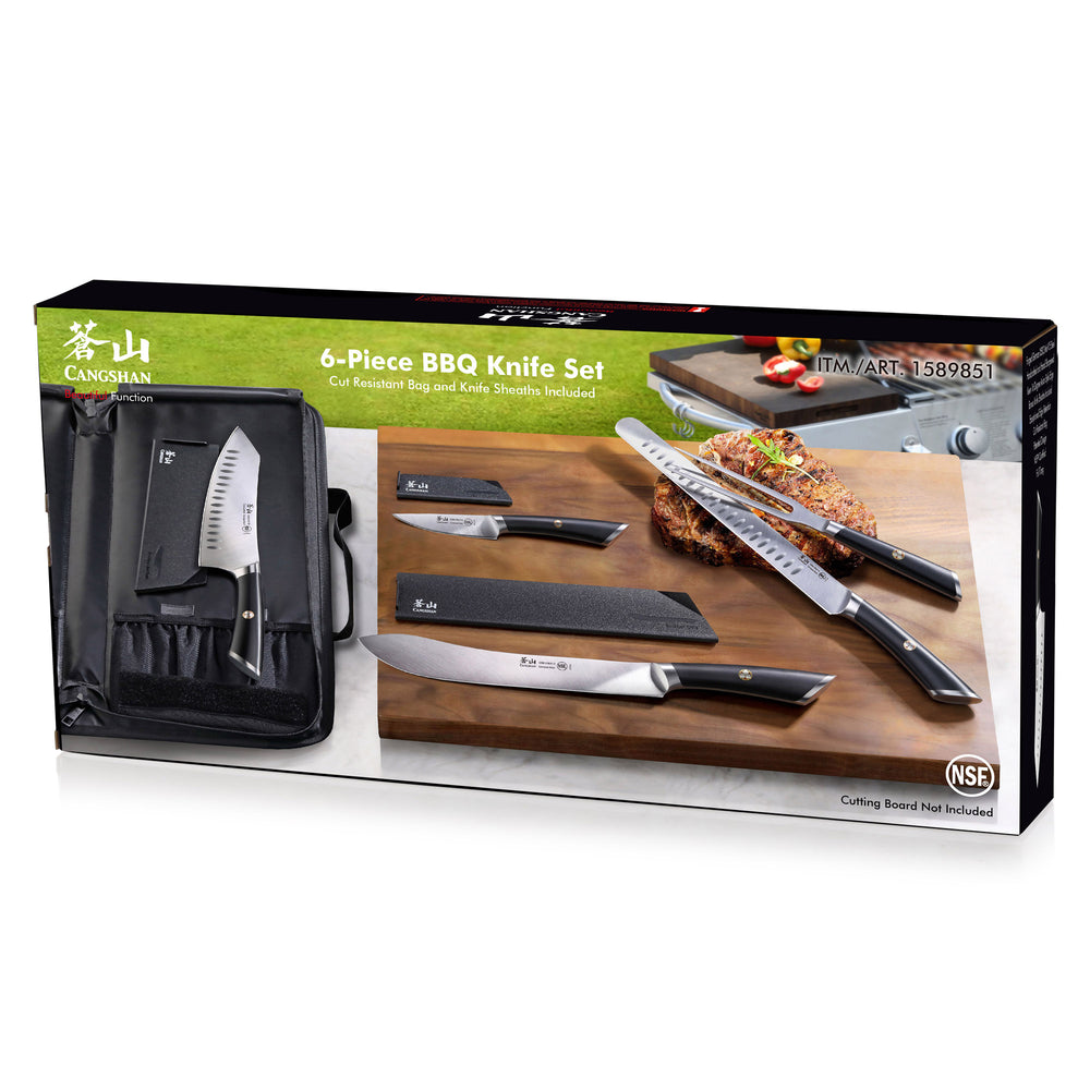 
                  
                    Load image into Gallery viewer, ELBERT Series 6-Piece BBQ Knife Kit with Black Knife Bag, Forged German Steel
                  
                