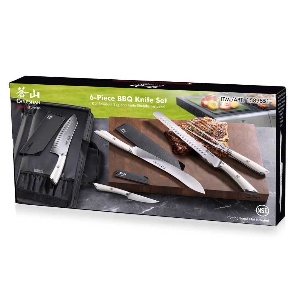 
                  
                    Load image into Gallery viewer, ELBERT Series 6-Piece BBQ Knife Kit with Black Knife Bag, Forged German Steel
                  
                