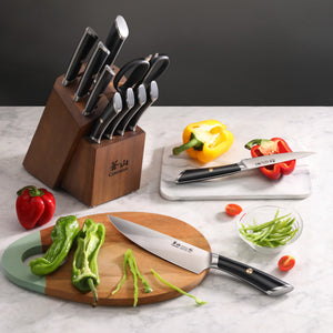 
                  
                    Load image into Gallery viewer, ELBERT Series 12-Piece Knife Block Set, Forged German Steel, Acacia Block
                  
                