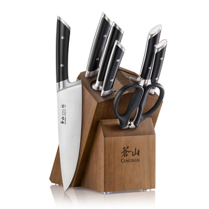 
                  
                    Load image into Gallery viewer, RAINIER Series 8-Piece Knife Block Set, Forged German Steel, Acacia Block
                  
                