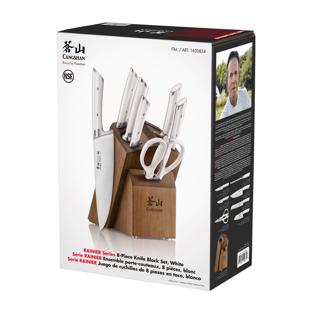 
                  
                    Load image into Gallery viewer, RAINIER Series 8-Piece Knife Block Set, Forged German Steel, Acacia Block
                  
                