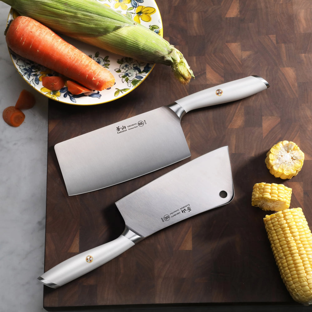 
                  
                    Load image into Gallery viewer, L/L1 Series 2-Piece Cleaver Set, Forged German Steel, Black or White
                  
                