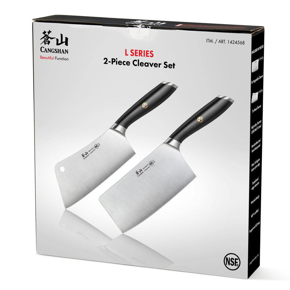 
                  
                    Load image into Gallery viewer, L/L1 Series 2-Piece Cleaver Set, Forged German Steel, Black or White
                  
                