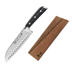 
                  
                    Load image into Gallery viewer, TS Series 7-Inch Santoku Knife with Wood Sheath, Forged Swedish 14C28N Steel, 1020687
                  
                