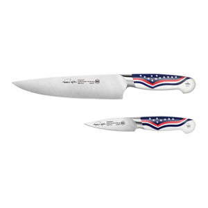 
                  
                    Load image into Gallery viewer, United Series 2-Piece Starter Knife Set, 8-Inch Chef&amp;#39;s Knife and 3.5-Inch Paring Knife, Forged Swedish Steel, American Flag Design, 1026115
                  
                