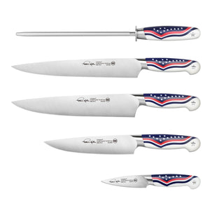 
                  
                    Load image into Gallery viewer, United Series 5-Piece Essential Knife Box Set, Forged Swedish 14C28N Steel, American Flag Design, 1026122
                  
                