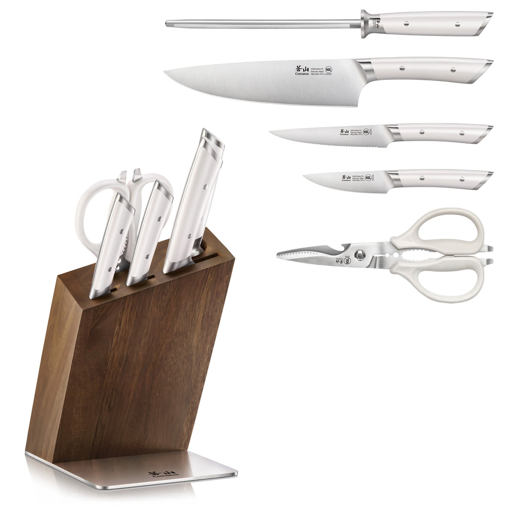 
                  
                    Load image into Gallery viewer, HELENA Series Knife Block Set, Forged German Steel, HUA Acacia Block
                  
                