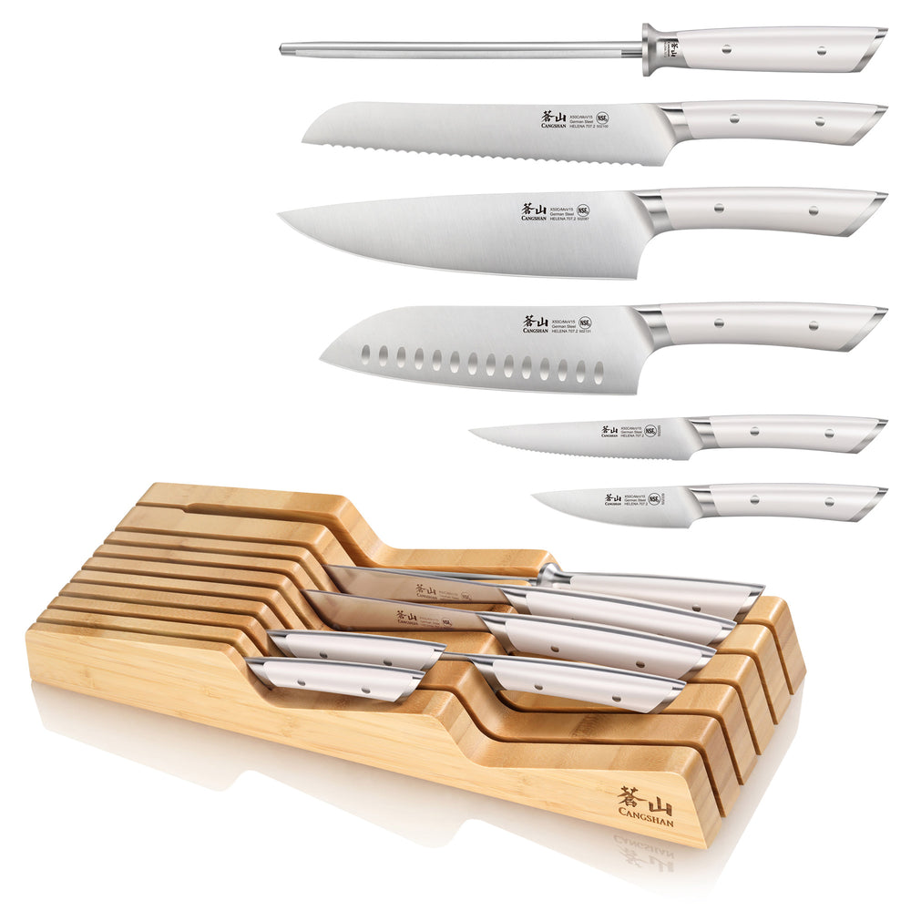 
                  
                    Load image into Gallery viewer, HELENA Series 7-Piece In-Drawer Knife Set, Forged German Steel, Bamboo Tray
                  
                