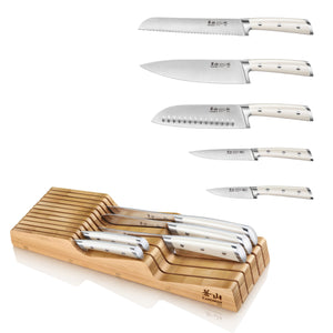 
                  
                    Load image into Gallery viewer, S1 Series 5-Piece Knife Set with Bamboo in Drawer Knife Block, Forged German Steel, 1023022
                  
                