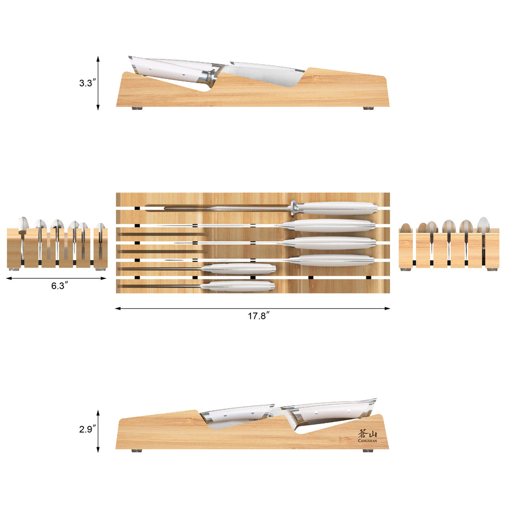 
                  
                    Load image into Gallery viewer, HELENA Series 7-Piece In-Drawer Knife Set, Forged German Steel, Bamboo Tray
                  
                