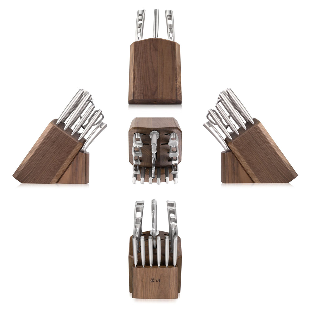 
                  
                    Load image into Gallery viewer, Cangshan TN1 Series 1021974 Swedish 14C28N Steel Forged 17-Piece Knife Block Set, Walnut
                  
                