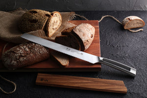 
                  
                    Load image into Gallery viewer, TN1 Series 10.25-Inch Bread Knife with Wood Sheath, Forged Swedish 14C28N Steel, 1021721
                  
                