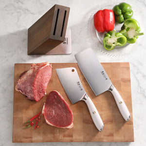 
                  
                    Load image into Gallery viewer, L1 Series 3-Piece Cleaver Knife Block Set, Forged German Steel, HUA Acacia Block, 1027518
                  
                