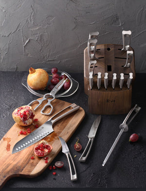 
                  
                    Load image into Gallery viewer, Cangshan TN1 Series 1021974 Swedish 14C28N Steel Forged 17-Piece Knife Block Set, Walnut
                  
                