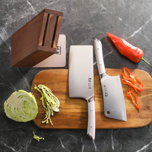 
                  
                    Load image into Gallery viewer, HELENA Series Cleaver Knife Block Set, Forged German Steel, HUA Acacia Block
                  
                