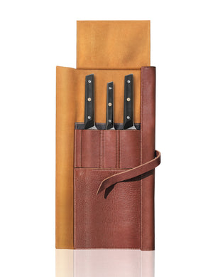 
                  
                    Load image into Gallery viewer, TG Series 4-Piece Knife Leather Roll Set, Swedish 12C27M Steel, 62304
                  
                