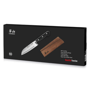 
                  
                    Load image into Gallery viewer, TV2 Series 5-Inch Santoku Knife with Wood Sheath, Forged Swedish 14C28N Steel, 1022988
                  
                