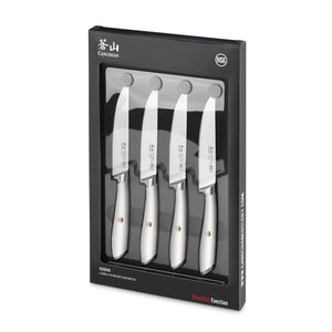 
                  
                    Load image into Gallery viewer, L1 Series 4-Piece Fine-Edge Steak Knife Set, White, Forged German Steel, 1026948
                  
                