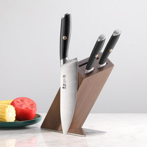 
                  
                    Load image into Gallery viewer, L Series 4-Piece Knife Block Set, Forged German Steel, HUA Acacia Knife Block, Black, 1026979
                  
                