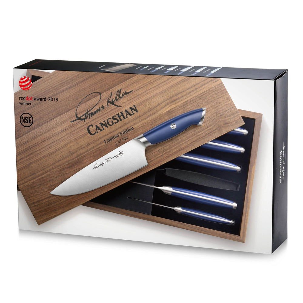 
                  
                    Load image into Gallery viewer, TKSC 6-Piece Knife Set, Forged Swedish Powder Steel, The French Laundry Blue Special Edition Thomas Keller Signature Collection, 1025378
                  
                